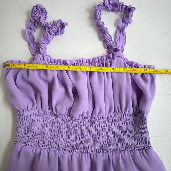 Lovers and Friends Arden Midi Chiffon with Side Seam Slits Dress Purple Lilac  S - Picture 12 of 15